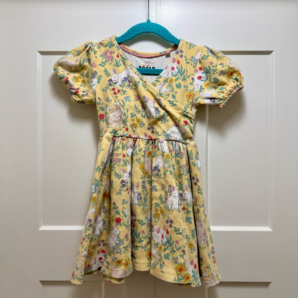 Mini Boden Cotton Faux Wrap Twirl Dress Spring Bunny